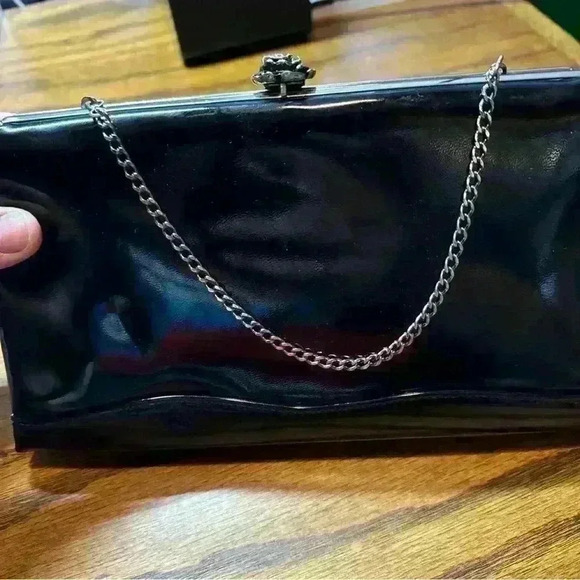 After Five Vintage Patent Leather Clutch Silver Rose VTG - Picture 3 of 5
